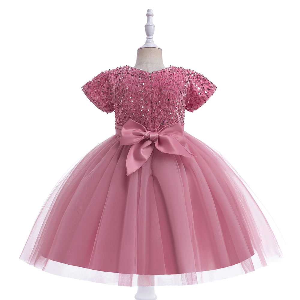 FSMKTZ Kids Party Wear Dresses For Girls Garment Children Summer Clothes Sequin Costume Birthday Toddler Girls Flower Dresses