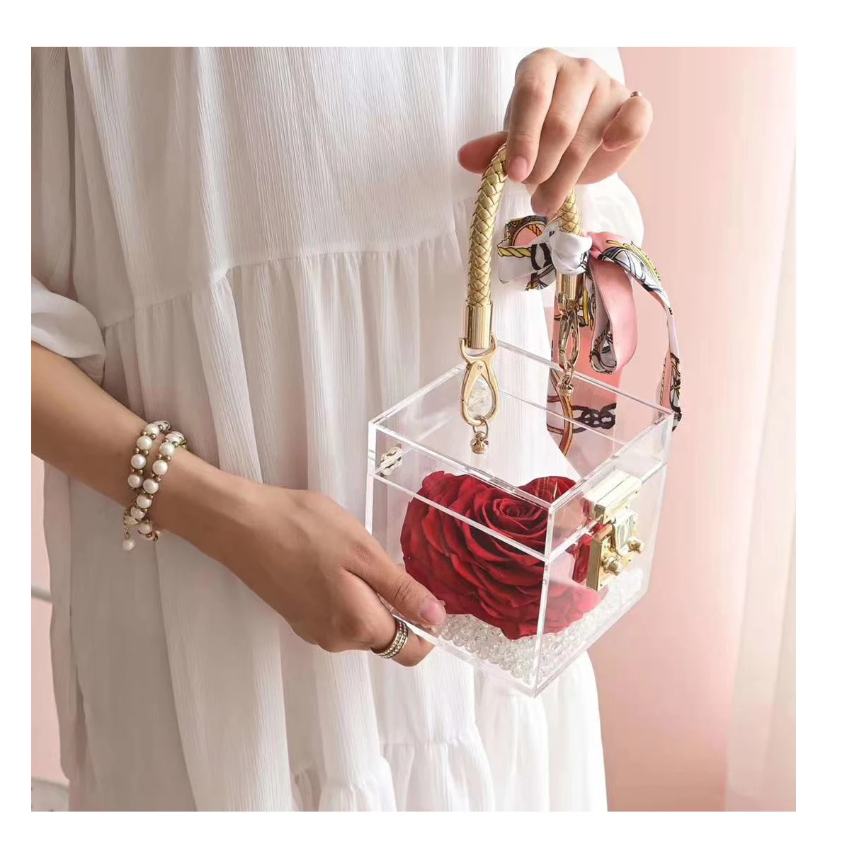 2023 new flower preservation preserved flowers rose bag eternal roses preserved flowers bag