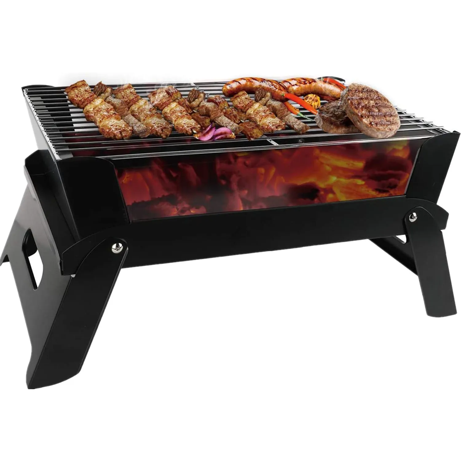 
Portable Camping Hiking Party-black Outdoor Net Table Smokeless Barbecue Grill Gas And Charcoal Grilling Set Barbecue 