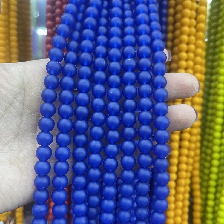 hot sell 8mm Matte round shape glass Loose Beads for Jewelry Making Accessories