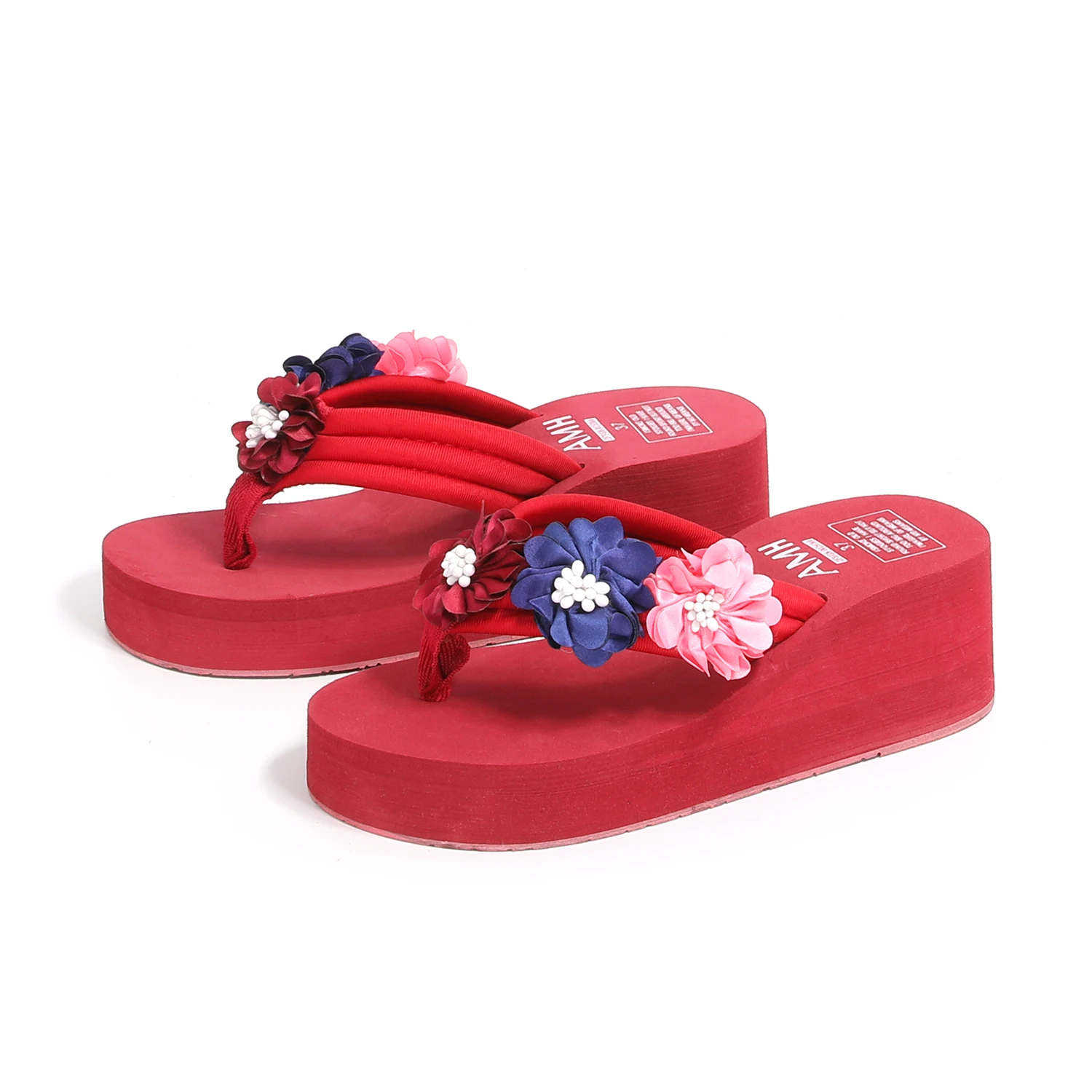 ladies heels slippers women outdoor high heel sandals slippers outdoor wedge flower wedding high heels flip flops
