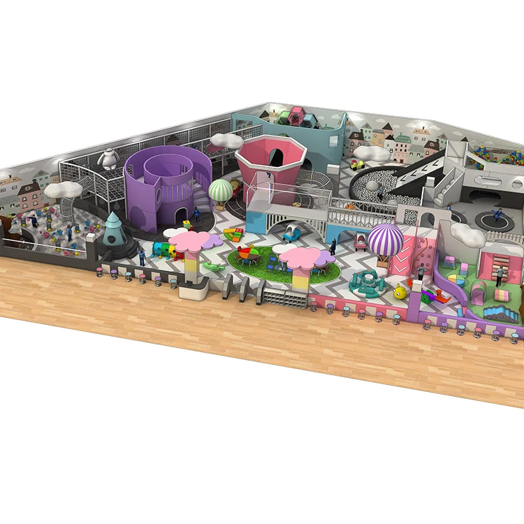 Customized Indoor Playground Hot Air Balloon Theme Mini Carousel Inflatable Water Slide Ball Pool Toy Helicopter for Kids