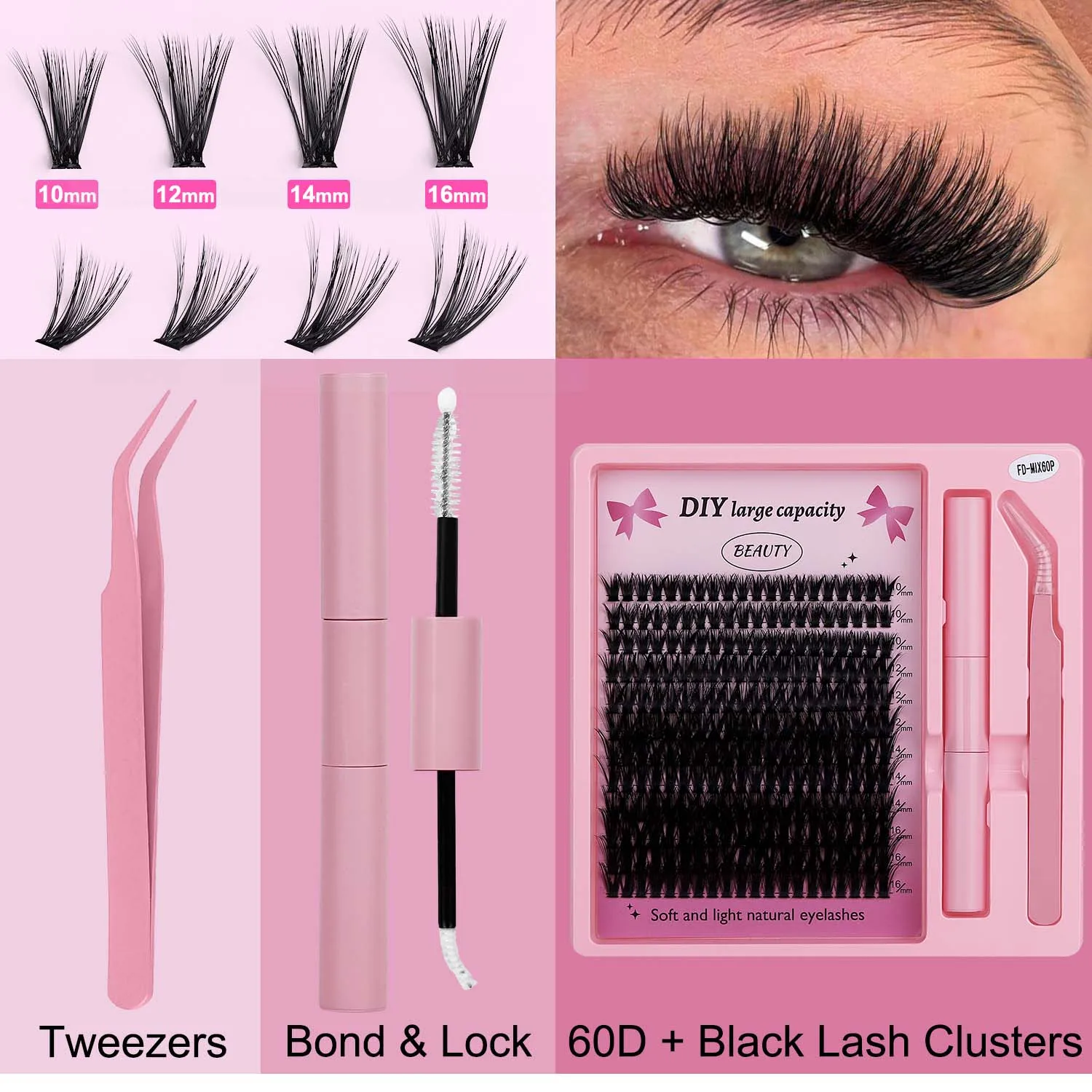 Private Label Eyelashes Hair To Hair Ready To Ship DIY 60D 80D False Eyelashes Clusters Sets Volume Lash Trays