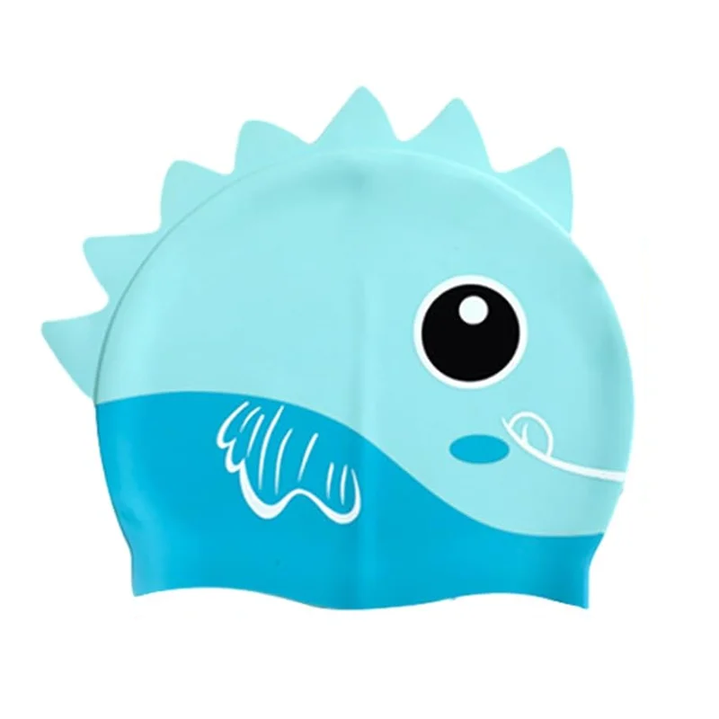 Stock Cute Fish Silicone Leak Proof Custom Logo Kids Swim Cap  Children Printing Waterproof Cartoon Swimming Pool Caps Hat