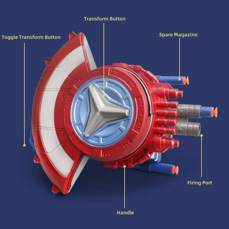 Kaili shield gun eva foam bullets launcher toy kids role-playing prop indoor outdoor shooting game deformable soft bullet gun