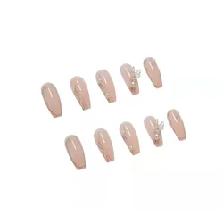 Ice Through Nail Butterfly Deluxe With Pearl Set with glue detachable strap wrap finger wear nail plate