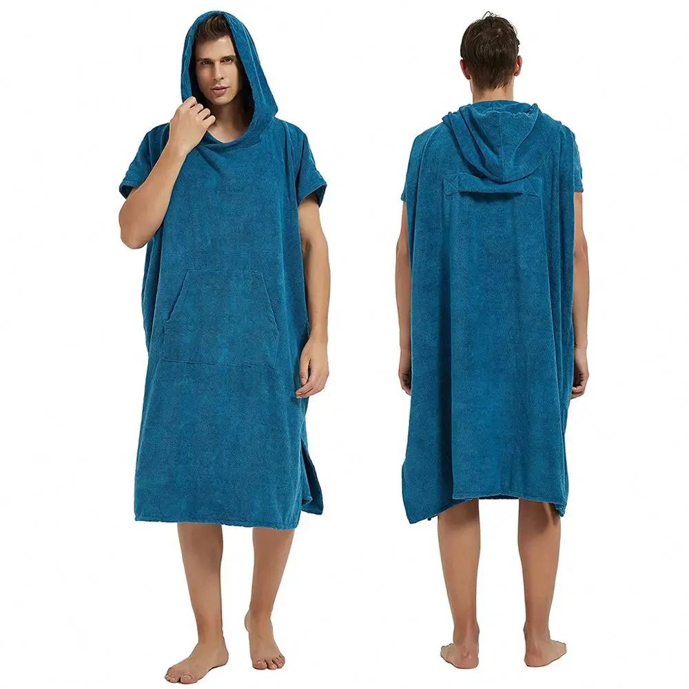 Wuxi Ivy Textile 100% Cotton Surf Poncho surf beach tower for sale women and men poncho hoodie