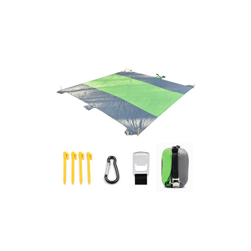 Оптовая продажа, уличный Сверхлегкий Быстросохнущий портативный складной водонепроницаемый нейлоновый парашютный тканевый напольный коврик для пикника, кемпинга, пляжный коврик