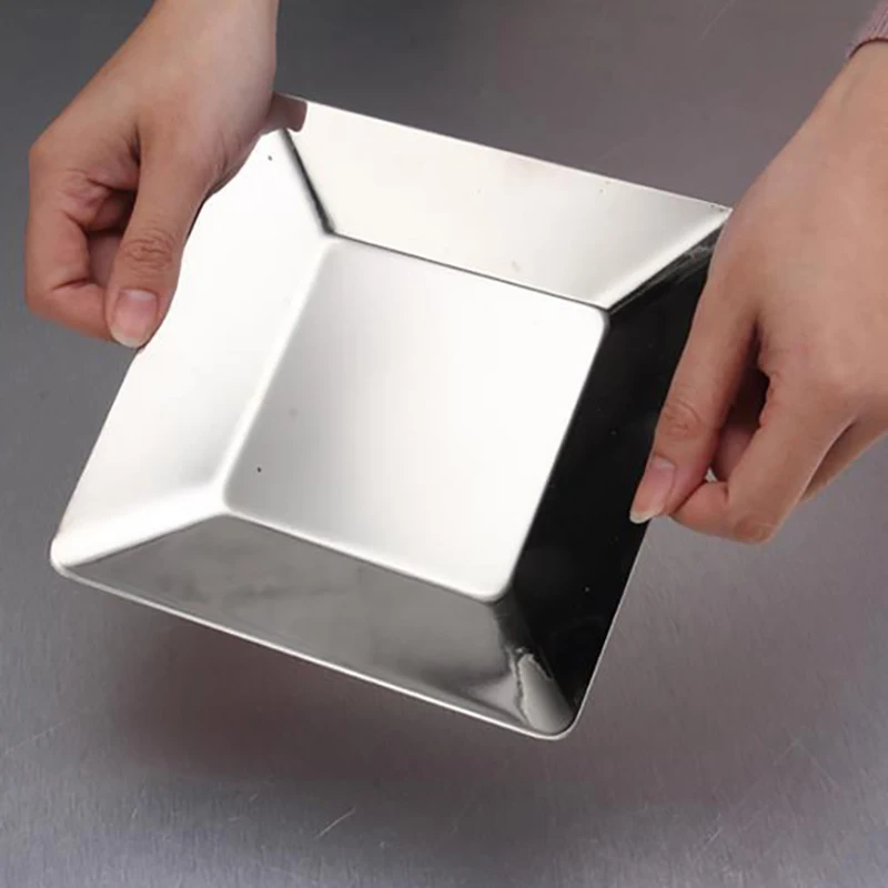 High Quality Stainless Steel Multi-functional Square Plate Dishes Various Sizes for Dinner Wedding Kitchen Storage Tray