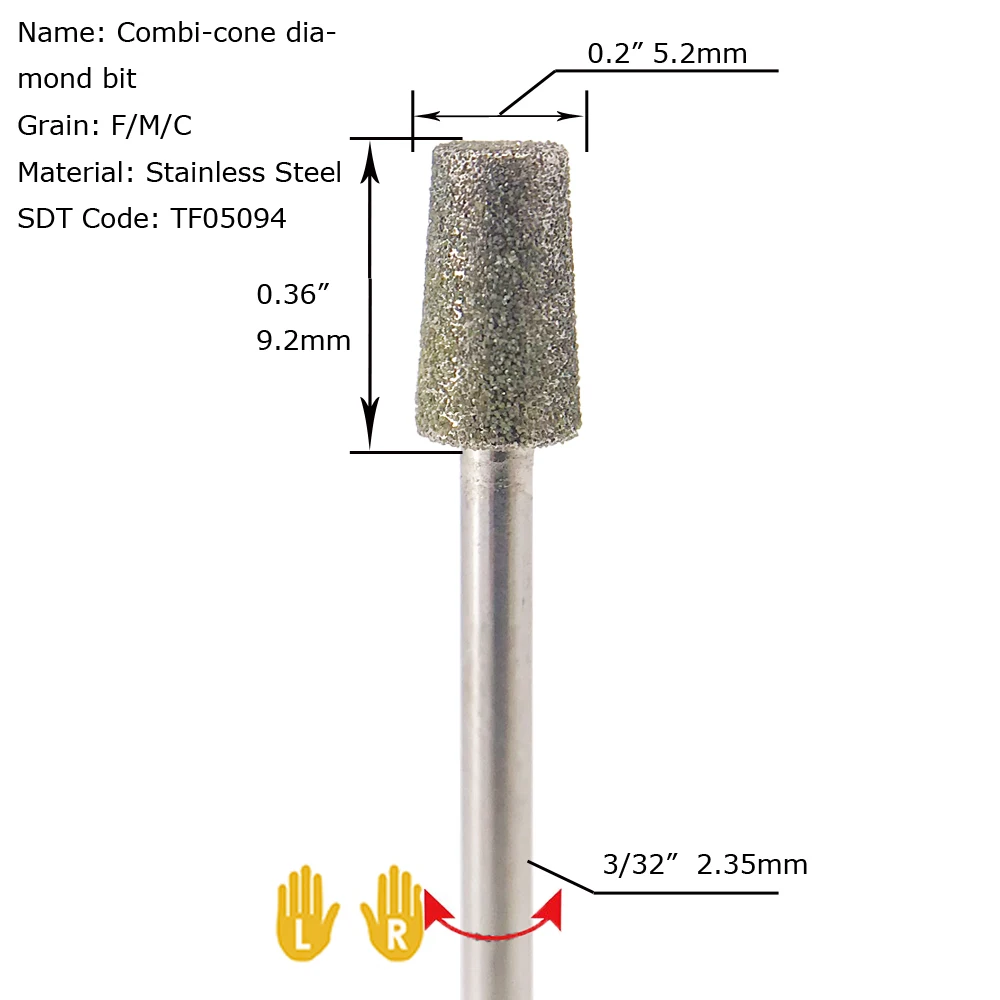 Professional pedicure tools incurvated nails treatment Combi cone barrel diamond nail drill bit