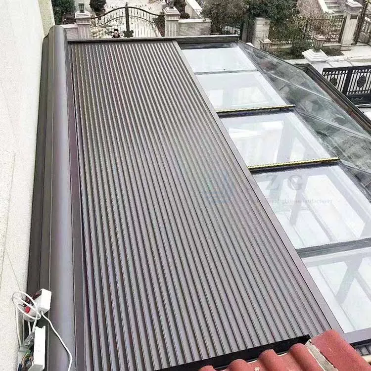 waterproof automatic aluminium rolling shutters roof systems exterior retractable glass cover