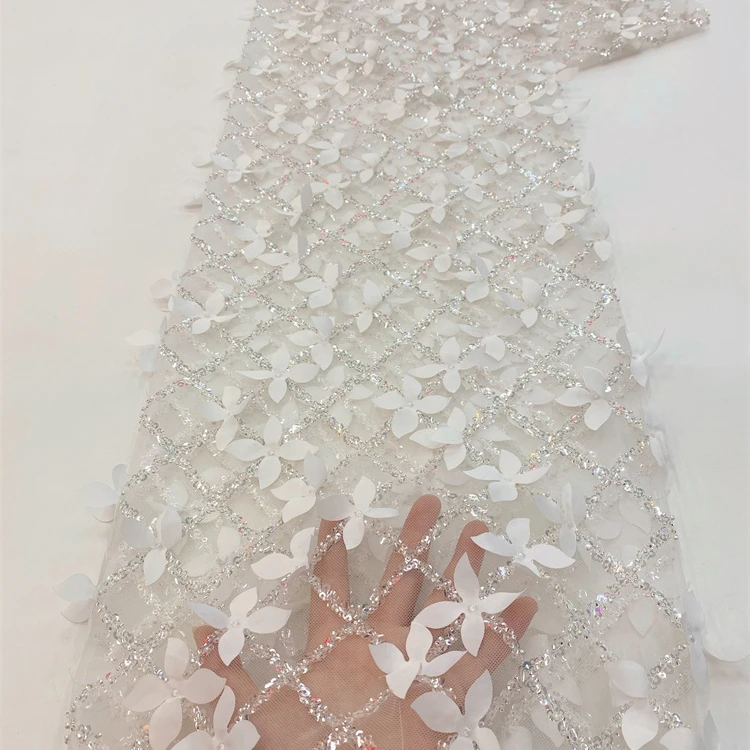 Luxury Bridal Wedding Dress Lace Mesh Beaded Lace Fabric Embroidery Fabric