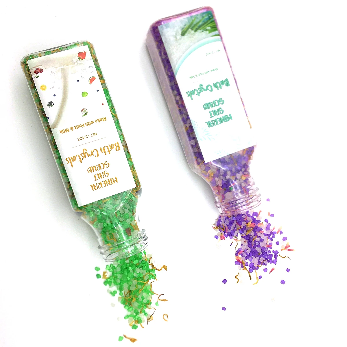 Factory Private Label Relaxing Vegan Lavender Organic Essential Oil Bath Salts with Flowers Accept Quick Shipment