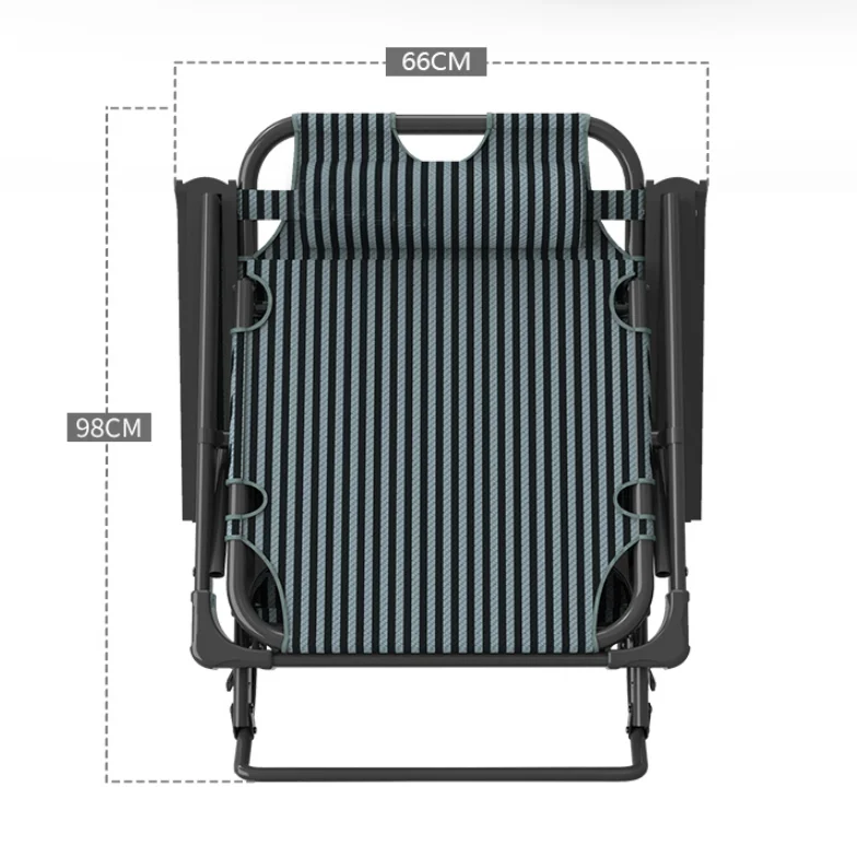 Adjustable  Folding Steel Oxford Cloth Lounge Chair Dual-purpose Chair  Foldable Bed with Soft Cushion