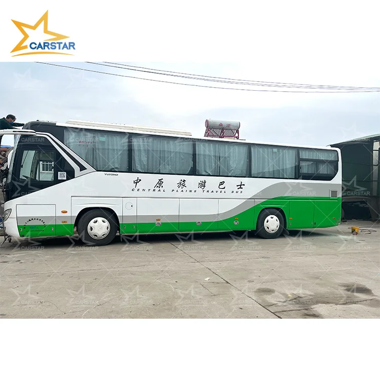 Yutong  white/green used bus 55 seats diesel coach bus cheap price from China LHD/RHD