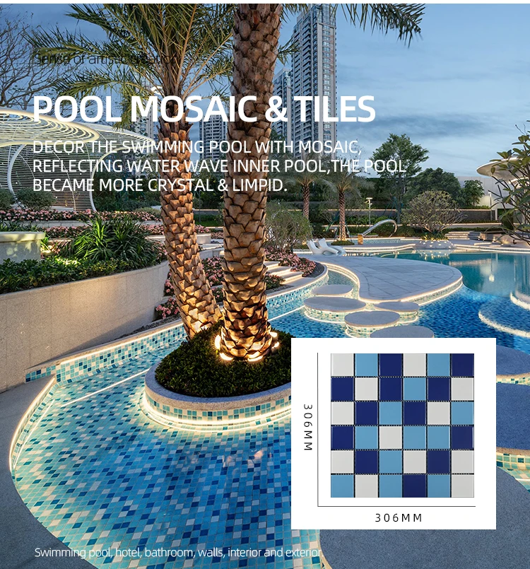 Colorize Factory Wholesale Square Blue Porcelain Glossy Swimming Pool Mosaic Tile Cheap Mixed Luxury Light Blue Mosaico Piscina