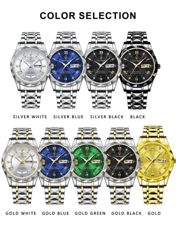 NJC Poedagar 615 New Arrivals Fashion Luxury Men Watch Stainless Steel Wristwatch Waterproof Luminous Quartz Watches For Men