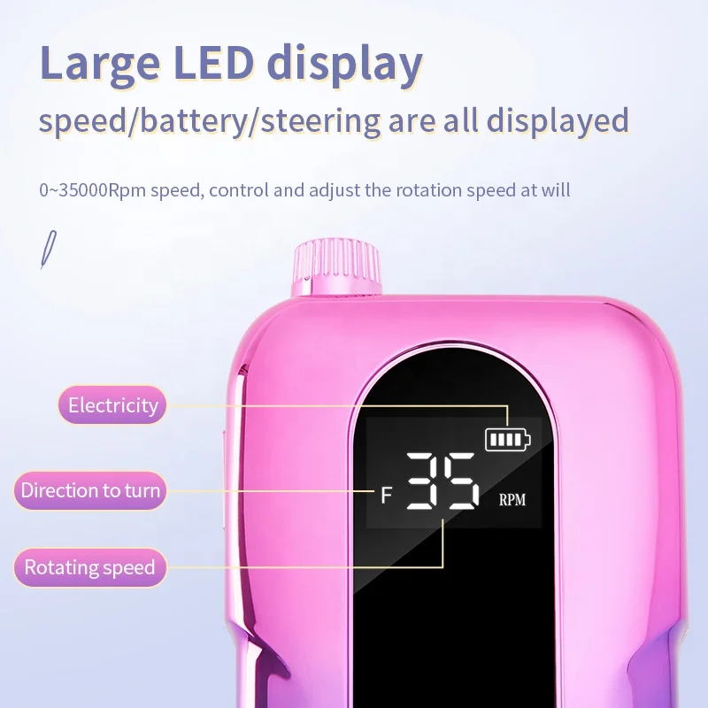 CometNails Professional Manufacture R&D 35000rpm P20 Rechargeable Salon Electric Manicure Nail Gel Polishing File Drill Machine