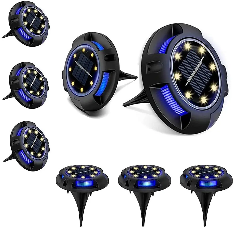 LED Solar White +RGB 12 LED Buried Underground Decking Light For Garden Decor Security Gate Lawn Park Villa Landscape Pathway