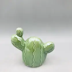 OEM service small plated green porcelain cactus ceramic