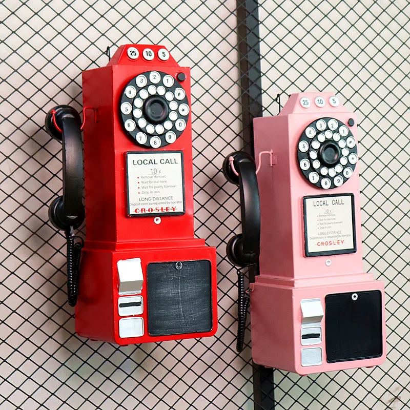 Creative network red milk tea shop bar wall props Retro Old Telephone model wall hanging wall decoration Pendant