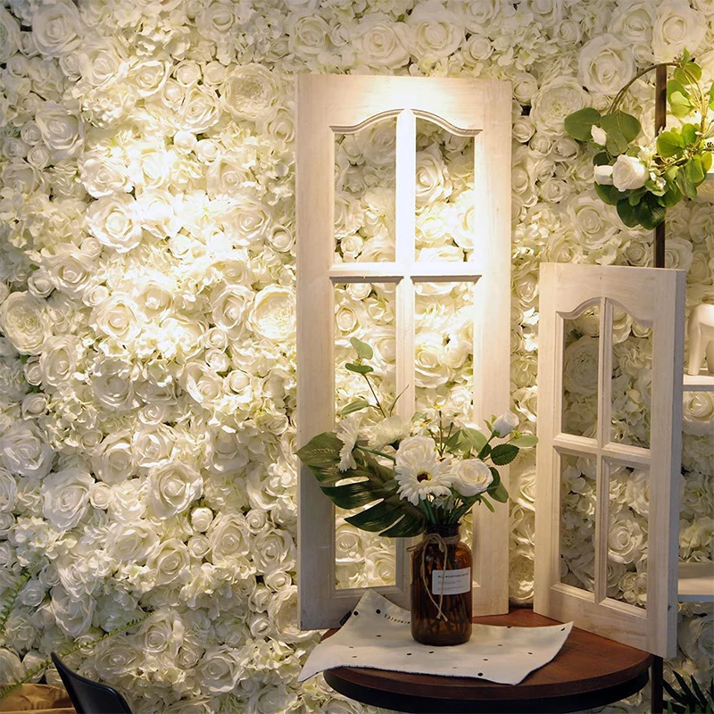 New Product Decorative Flowers &amp Wreaths Artificial Flowers 3D Silk Roses Panel Wedding Backdrop Flower Wall