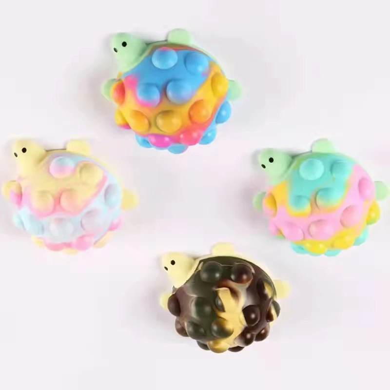 2022 Popular Silicone 3d Anxiety Stress Relief Cube Push Bubble Pop Sensory Rainbow Popper Mini Squishy tortoise  Fidget Toy