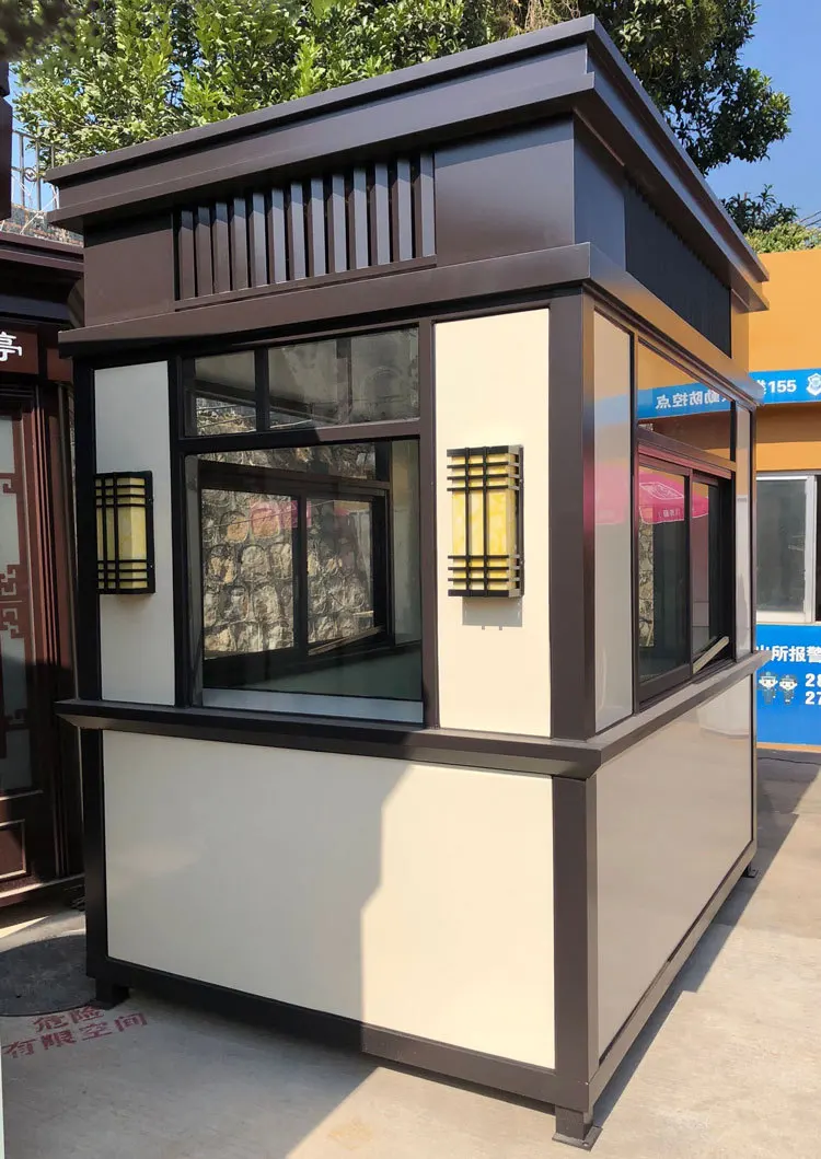 Movable European Outdoor Landscape Kiosk Factory Duty Room Parking Lot Monitor Room Steel Structure Real Stone Paint Kiosk