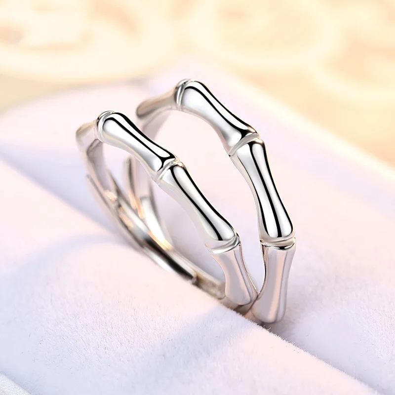 Fashion Bamboo Rings Design Couple Ring 925 Sterling Silver Adjustable Ring