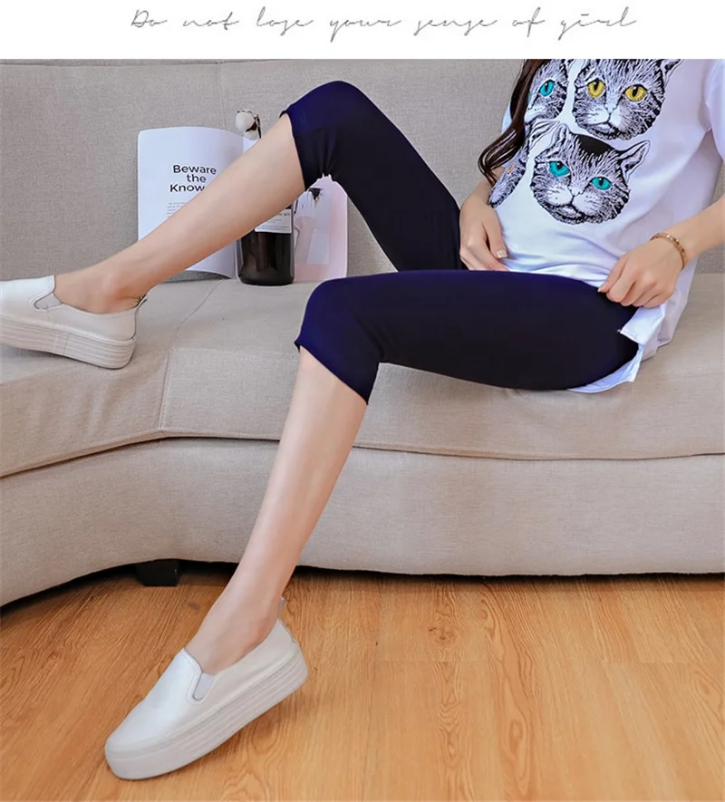 7/10 Length Thin Modal Skinny Maternity Legging Summer Hot Slim Elastic Waist Belly Legging for Pregnant