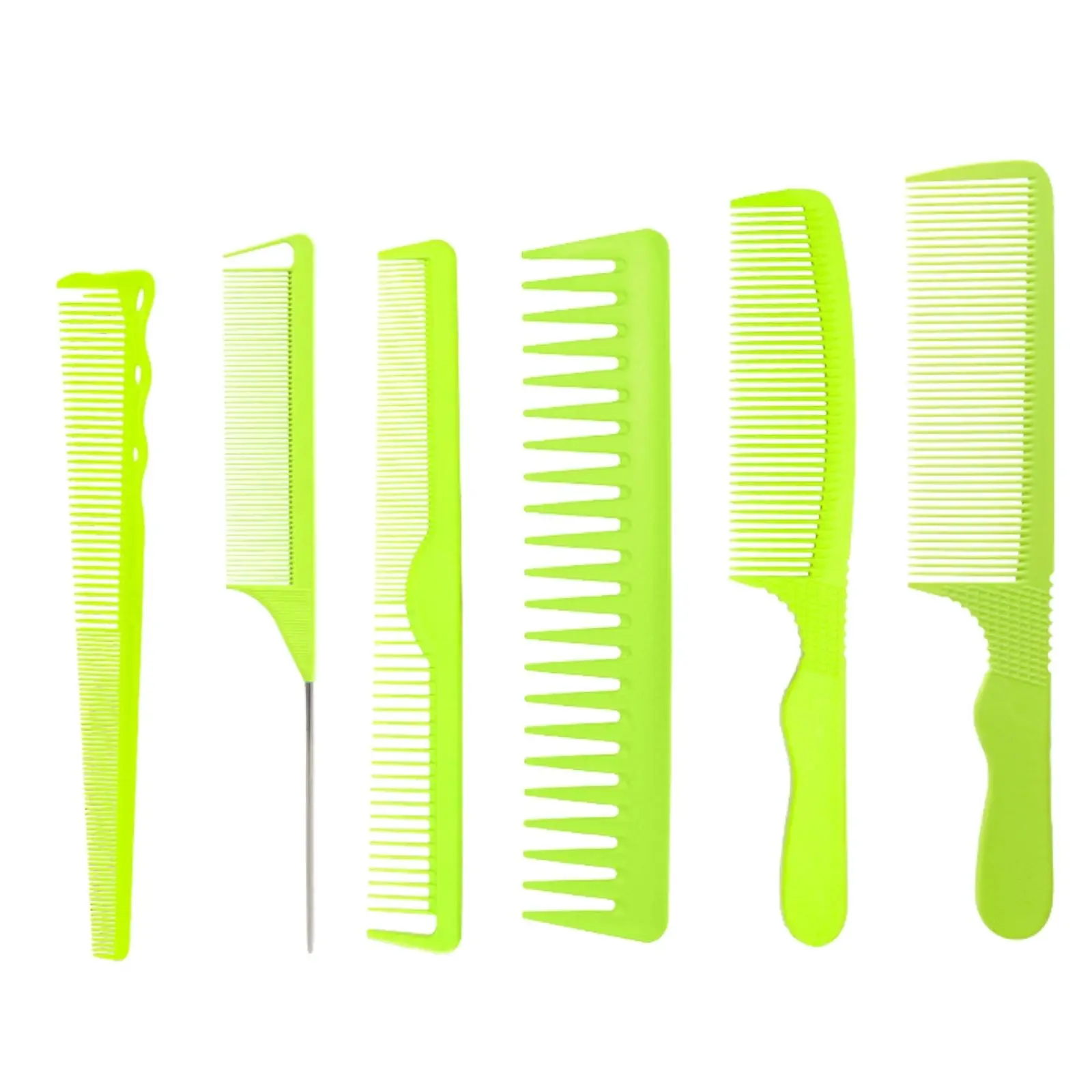New arrivals Wide Tooth Comb 6pcs a set flat comb for hair styling  private label high temperature resistant comb set