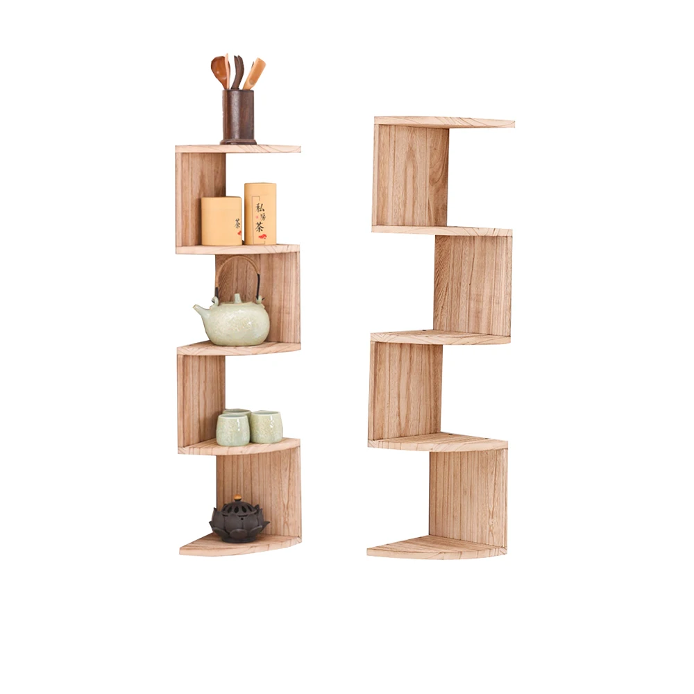 5 Tier Wall Mount Zig Zag Corner Shelves Decorative Floating Shelf Wall Corner Bookshelf