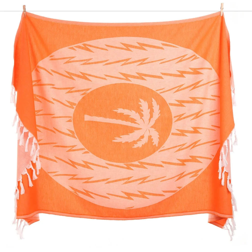 Palm Tree Patterned Tropical Style Sunbed Beach Bath Towel with Tassels Jacquard Custom Print Design Private Label 100% Cotton