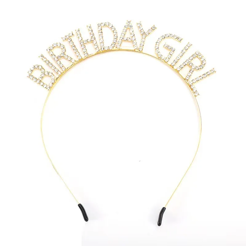 Wholesale Girl Hair Accessories For Birthday Party Metal Rhinestone Birthday Girl Letter Headband For Birthday Gift