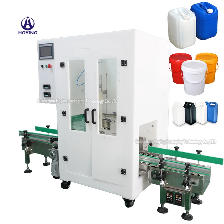 Automatic 2 heads bucket jerry can pail liquid detergent dish washing liquid epoxy weight filling machine 30l