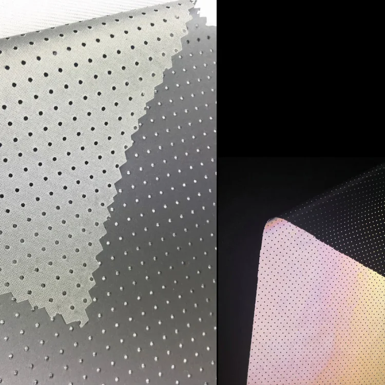 custom high visibility 5cm width silver reflective sew on perforated punched hole polyester TC fabric tape for safety clothing