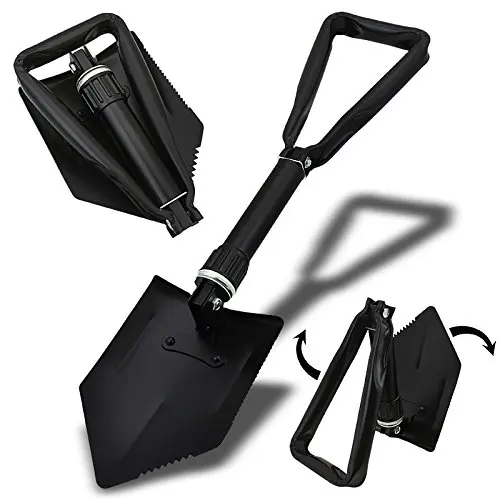 Multi Function Folding Camping Survival Shovel Steel Garden Fishing Tool Tri-fold Foldable Handle Emergency Shovel with Pick Axe