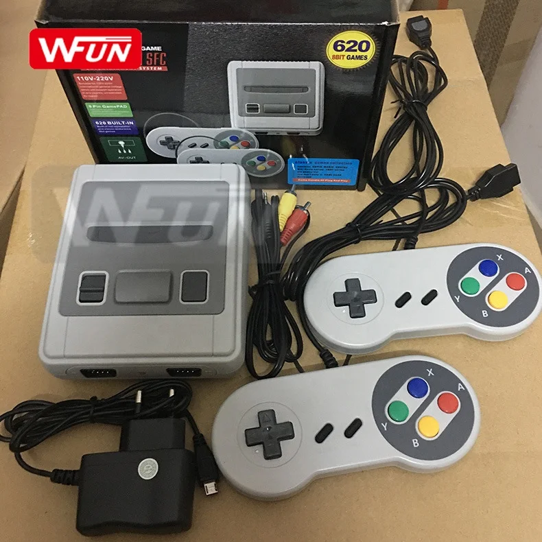 Лидер продаж, 8-битная мини ретро консоль для видеоигр SFC 620 в 1 с двумя проводными контроллерами для детей, подарки на день рождения