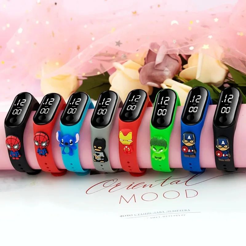 Kids Cartoon Watch Fashion Led Digital Watch Outdoor 30m Waterproof Silicone Bands Wristwatch For Child Teens Students