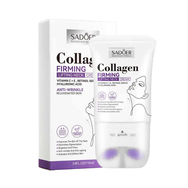 Collagen firming lifting neck cream with roller for Tightening Anti Aging Reduce Neck Lines Wrinkles Fine Lines