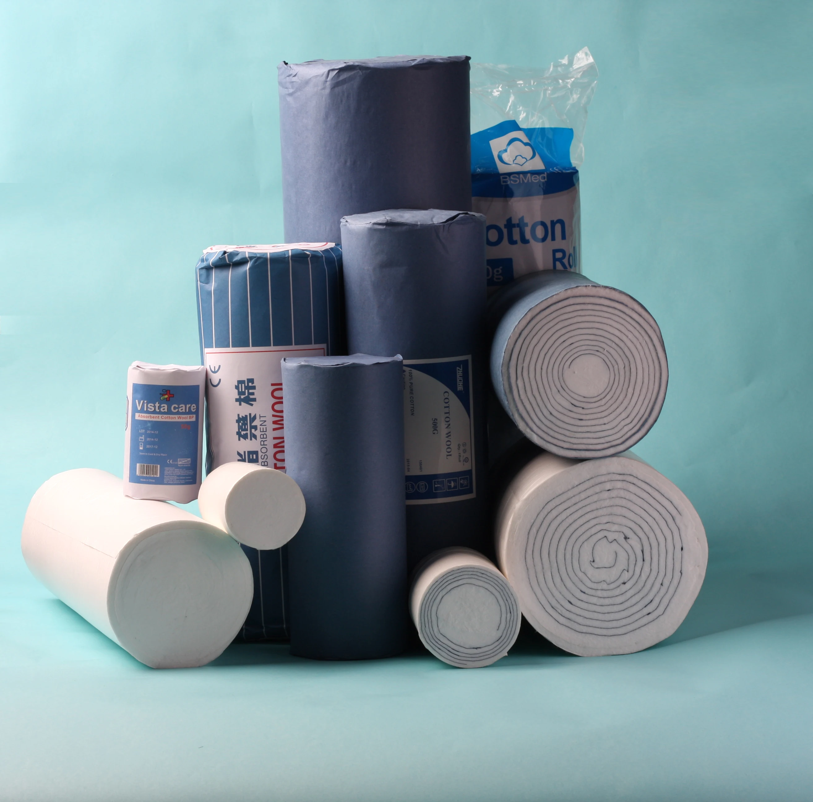 Medical consumables surgery 100% white cotton roll pure cotton hydrophilic cotton roll