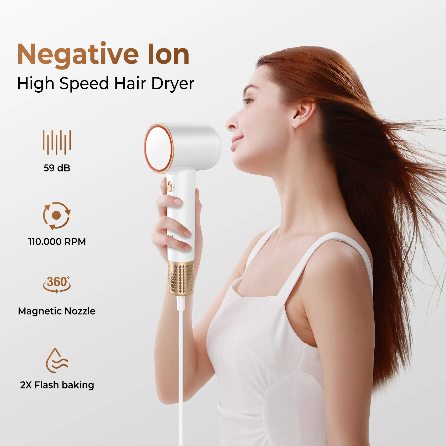 OEM Professional High Speed Blow Dryer 1600W Ionic Multifunction Hair Dryer with Magnetic Nozzle Diffuser