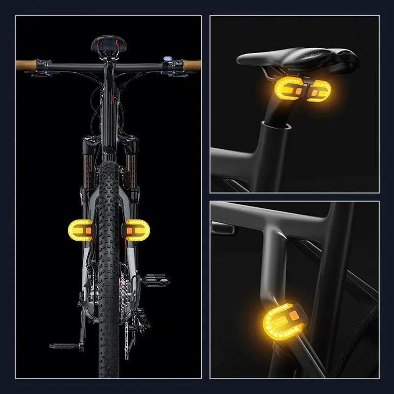 2024 Bike Tail Lights Turn Signal Led Lamp Front Rear For Safety Warning Wireless USB Rechargeable Remote Bicycle Lights Back