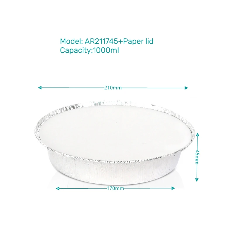 BGI round 8, 9 inches Round Deep Disposable Take Out Food Containers Aluminum Foil with Clear Lid