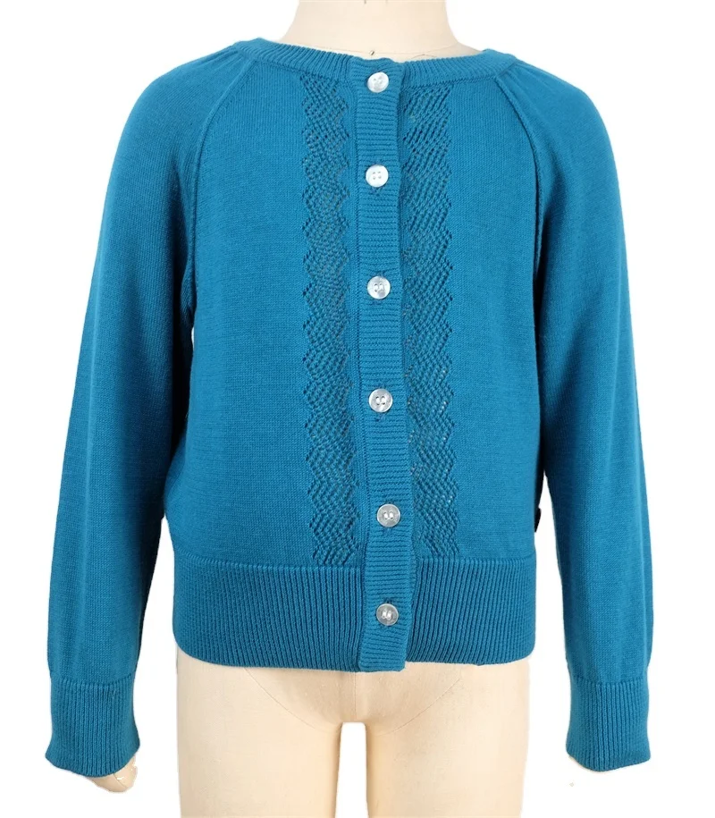 Оптовая продажа, высококачественный плотный вязаный детский свитер с длинными рукавами и пуговицами, пальто