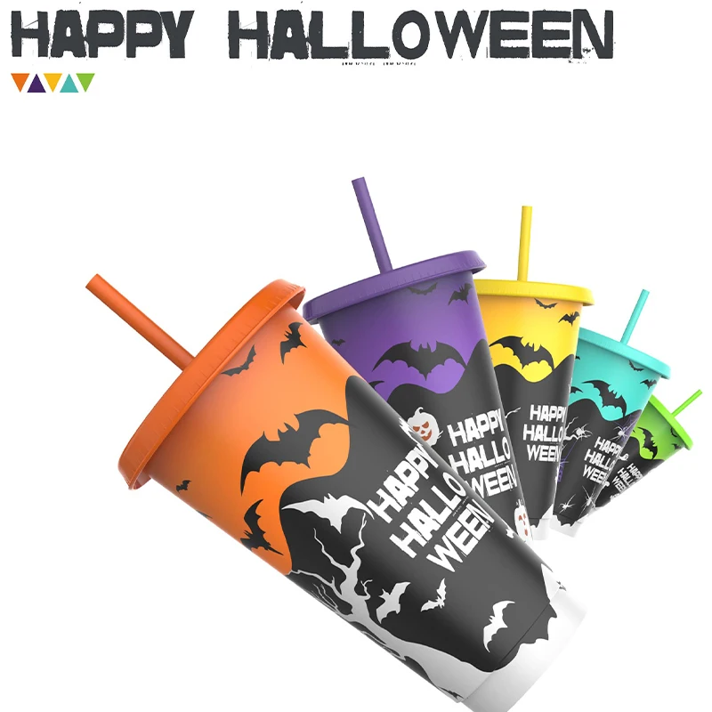 New Luminous custom cold coffee drink bottle party plastic tumbler glow in the dark cup with straw