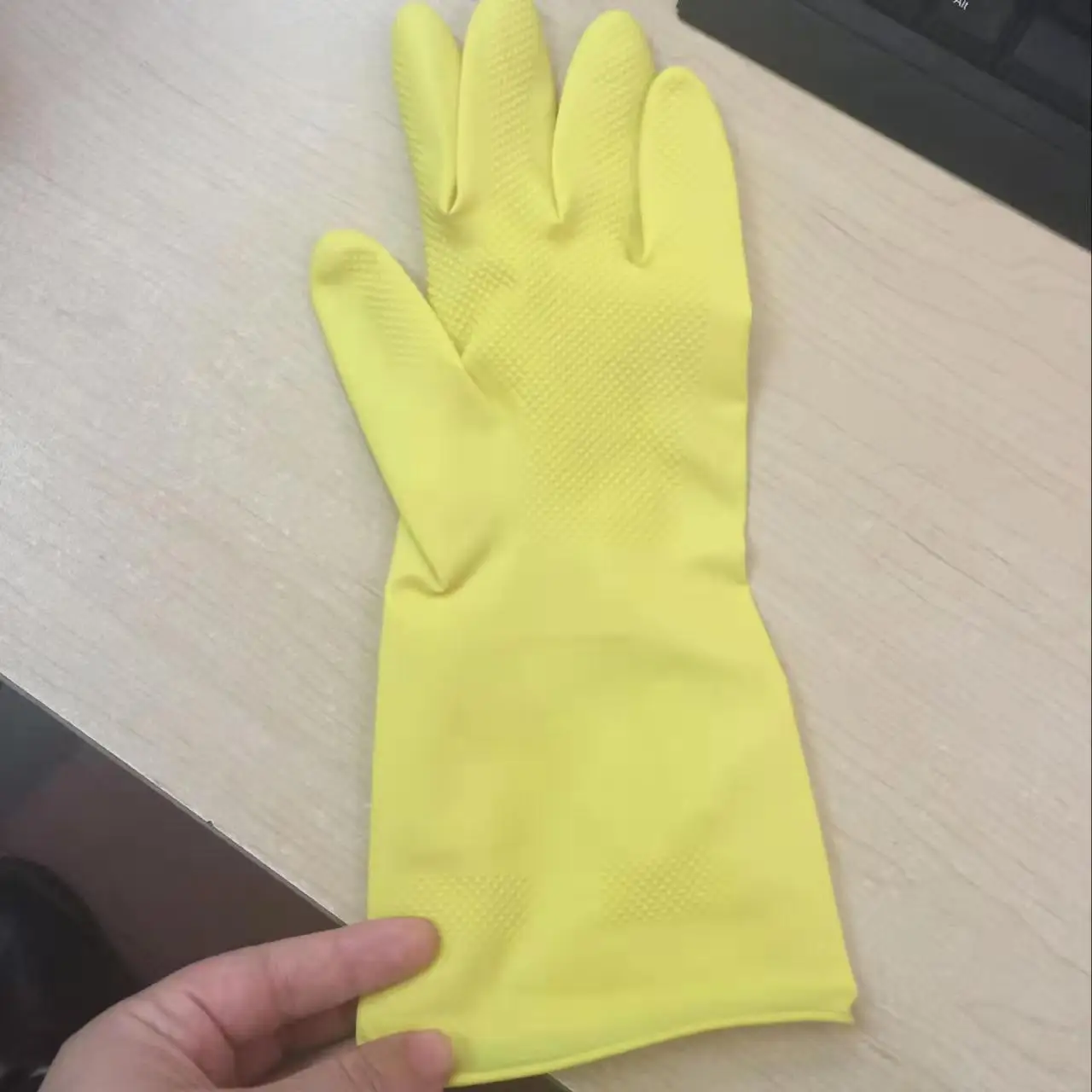 60g Yellow Waterproof Household Cleaning Latex Dish Washing Kitchen Rubber Gloves