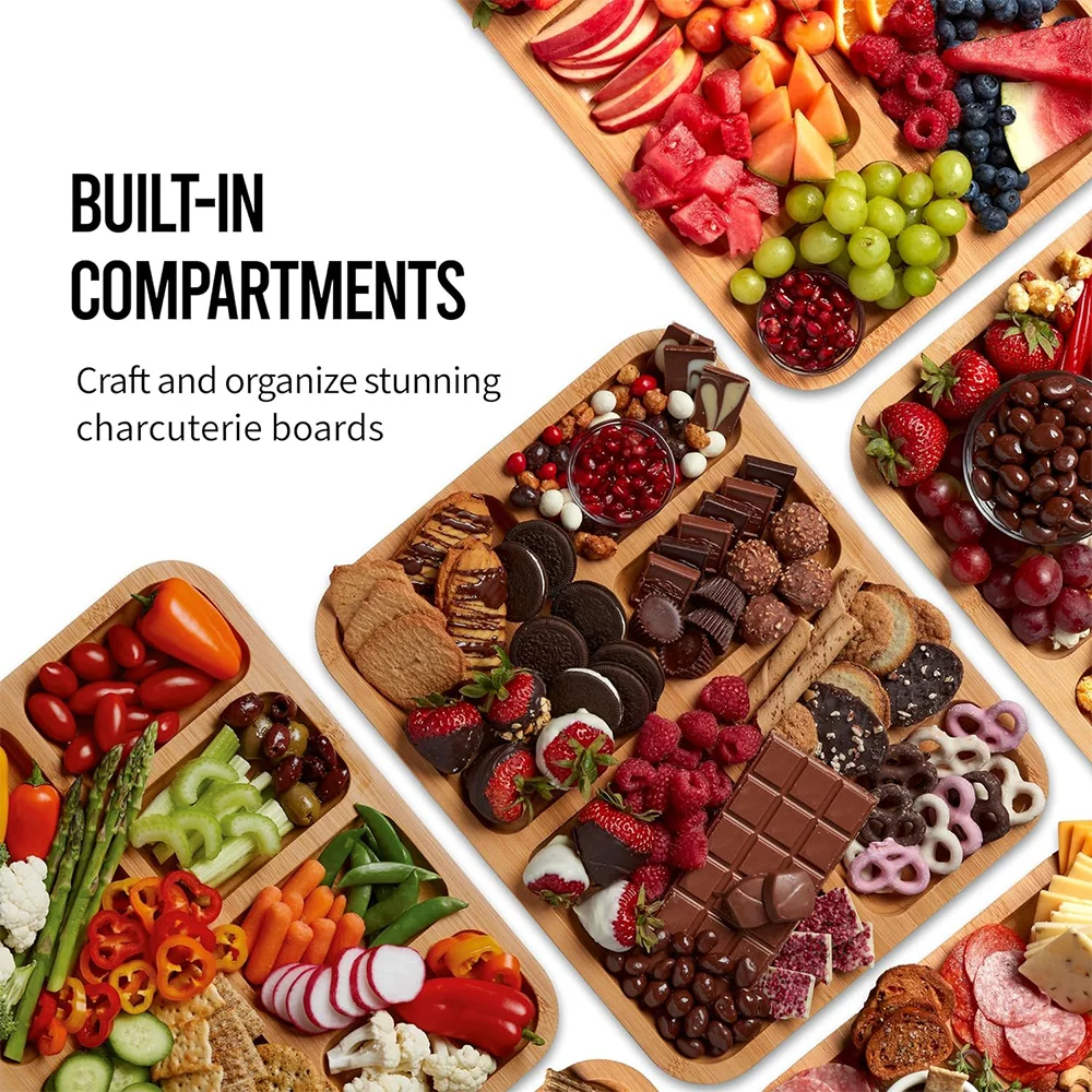 Bamboo Chopping Board with Transparent Locking Lid Bamboo Charcuterie Board Set