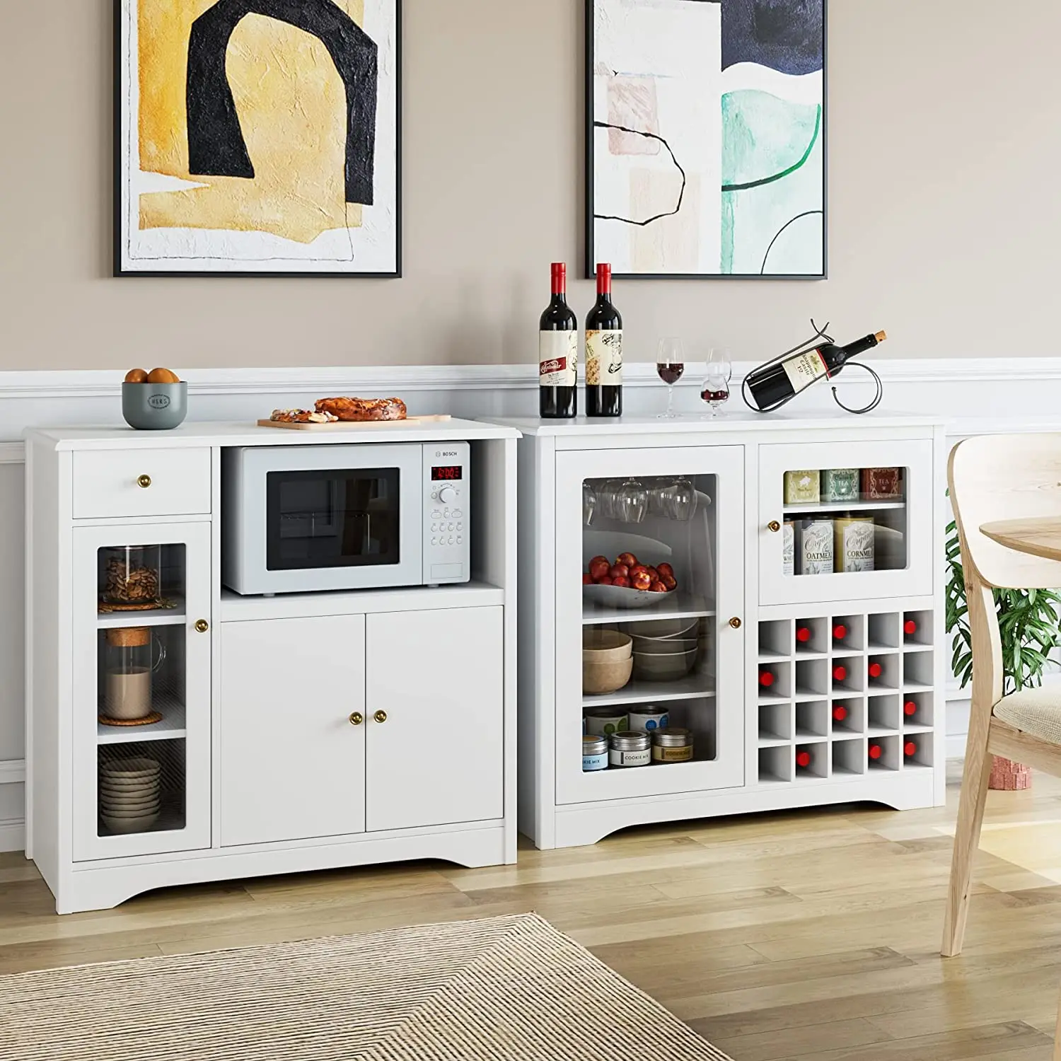 Kitchen Storage Hutch Sideboard  with Drawer and Doors Floor Standing Buffet Server Kitchen Cabinet for Dining Room