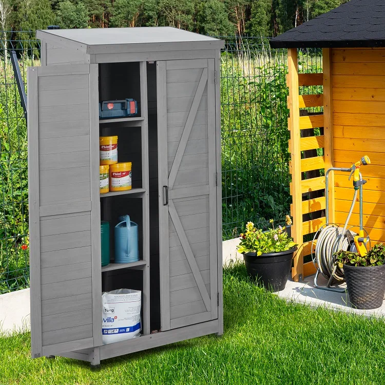 Outdoor Storage Shed Easy Assemble Garden Tool Wooden Storage Box Storage Cabinet